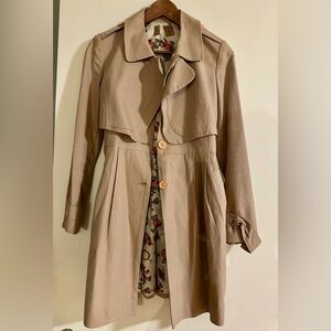 Korean Style Beige Trench Coat, Size Small(Slim fit)  Belted Cute Lining Coat